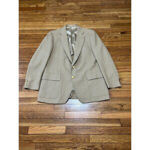 VTG Stanley Blacker Mens Blazer Jacket Sz 42R Beige 2 Gold Metal BTN Sport Coat
